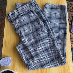 Plaid stretchy trousers